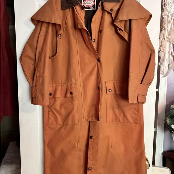 Oiled Canvas Cowboy Duster Drover Coat - Picture 3 of 11